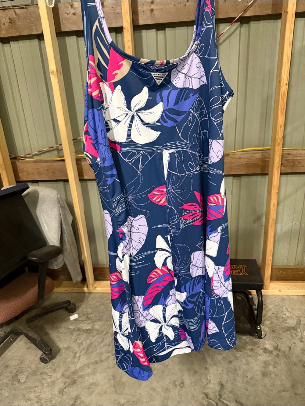 Columbia Navy Blue Floral Tank Dress with Pink & White Accents - Picture 3 of 3